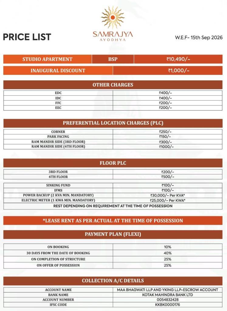 Price and Payment Plan